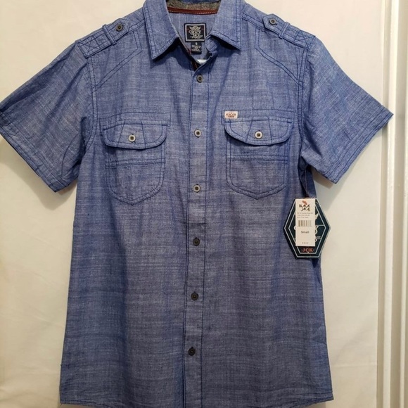 black jack Tops - (Bonus Jewelry included ‼️) Fabulous blue Jean like button up shirt